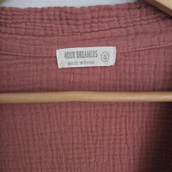 4OUR DREAMERS Dusty Rose Gauzy Cotton Cardigan - Picture 5 of 6